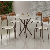   Mesa Atlanta 4 Cadeiras 75 x 75 C/ tela Rattan